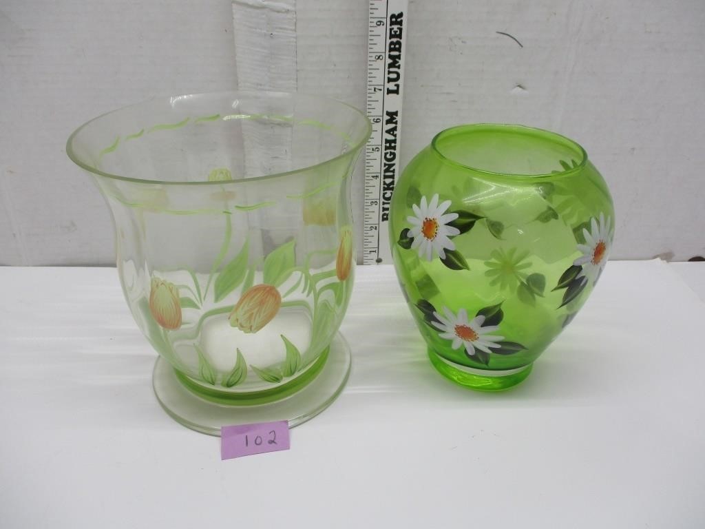 Glass Vases/Hand Painted/Princess House