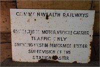 Commonwealth Railways Painted Metal Sign