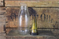 1 Quart bottle with Yellow tin Top