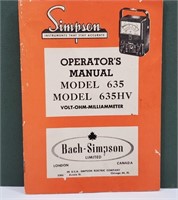 1965 Operators Manual Bach-Simpson Model 635