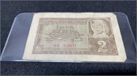 1941 German Occupation Poland 2 Zlotys Paper Note