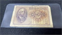 1940 Italy 5 Lire Paper Note