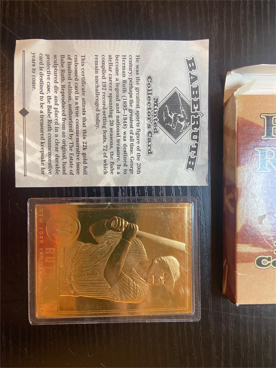 22kt Gold Foil Babe Ruth Card