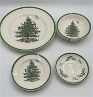 Vtg. Spode Christmas Tree plates & bowls.