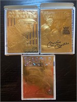3 Mickey Mantle Gold Foil Cards - 22kt 23kt Yankee