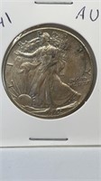 1941 standing liberty half dollar -AU