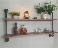 Industrial Pipe Shelves  Wood  48in  2tier