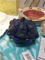 Covered blue shell dish