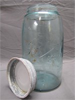 Vintage Ball Mason Glass Jar W/Porcelain Lid