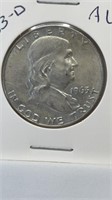 1963-d Franklin half dollar AU