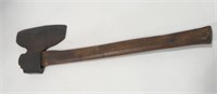 ANTIQUE BROAD AXE WITH WOODEN HANDLE