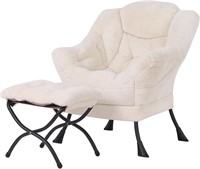 Lazy Chair with Ottoman  Beige  42x32x35in