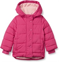 Girls' Heavy Hooded Puffer Jacket  Med. Pink