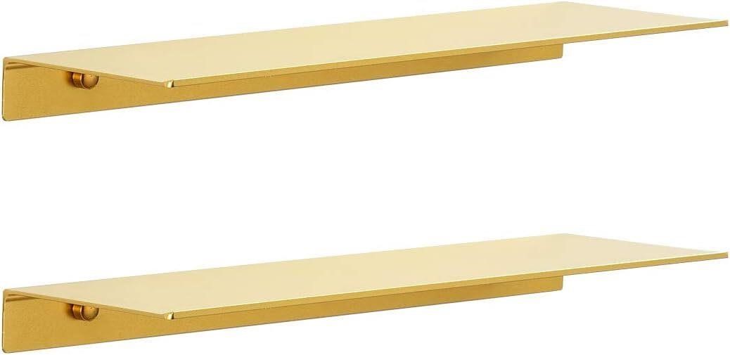 16in Gold Wall-Mounted Shelf  2-pack