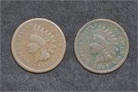 2 - 1964 Indian Head Cent w/ L