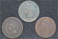 3 - 1876 Indian Head Cents