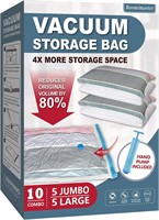 10 Combo Vacuum Storage Bags (5L/5J) with Pump