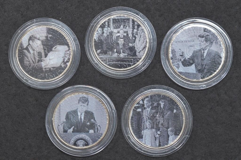 5 - JFK Kennedy Colorized Half Dollars