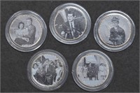 5 - JFK Kennedy Colorized Half Dollars