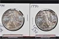 (2) American Eagle Silver Dollars: