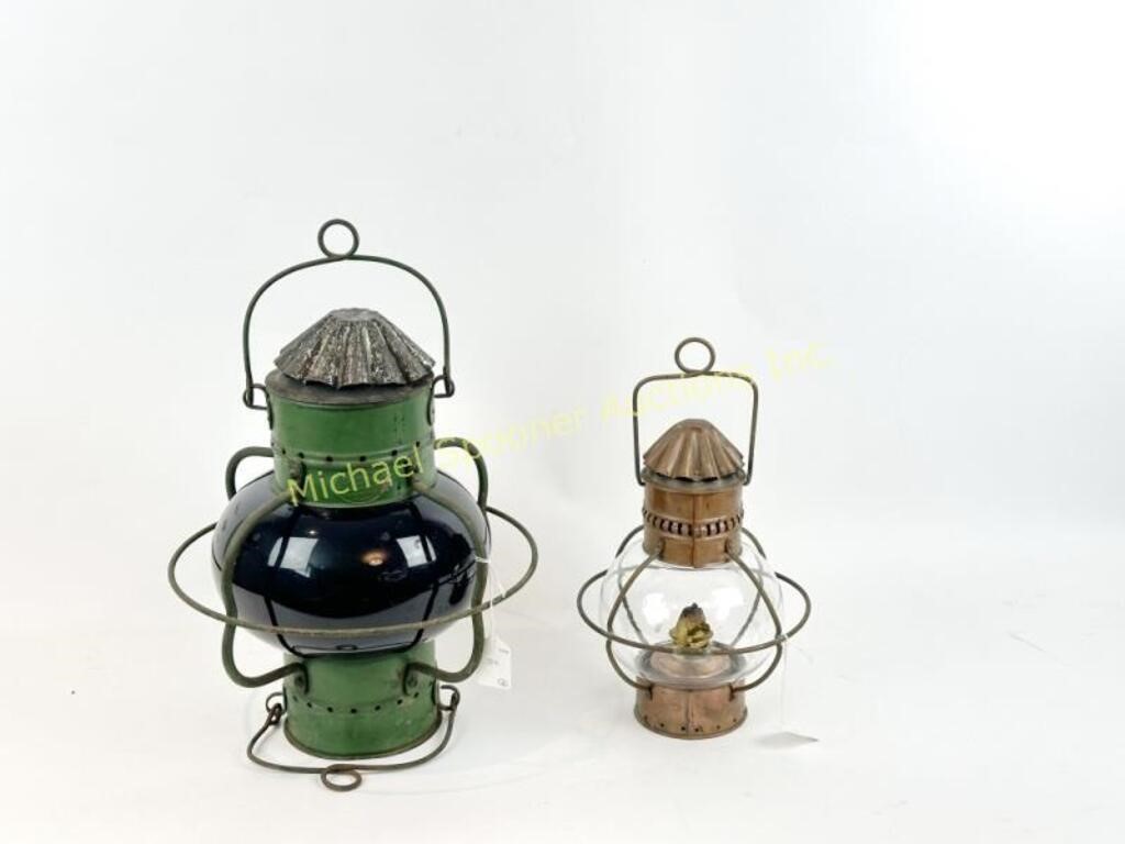 2 OIL SHIP LAMPS - 19TH C. ALFRED F. GENTON +OTHER