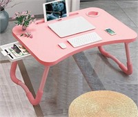 Foldable Laptop Bed Table  Pink  w/ Drawer