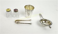 LOT STERLING AND 750 SILVER TABLE WARE