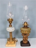 (2) Antique Oil Lamps