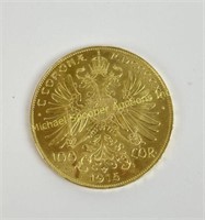 AUSTRIA 1915 100 CORONA GOLD COIN - RESTRIKE