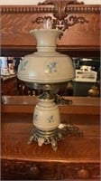 Vintage Colonial Stle Parlor Lamp Blue Roses