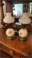 Pair Vintage Reading Lamp Milk Glass
