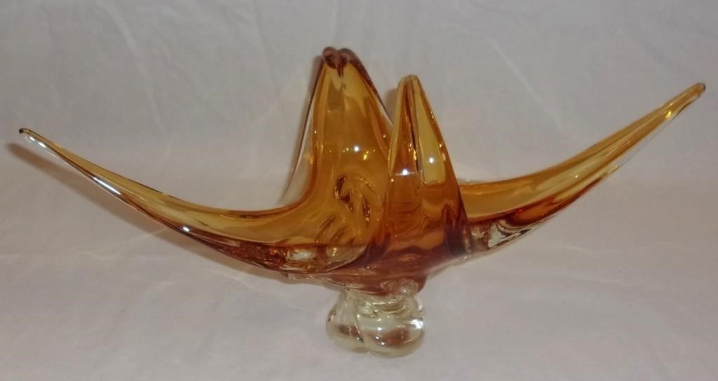 Vintage amber art glass.