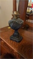Vintage Blue Glass Oil Lamp No Shade