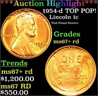 1954-d Lincoln Cent TOP POP! 1c Graded GEM++ RD By
