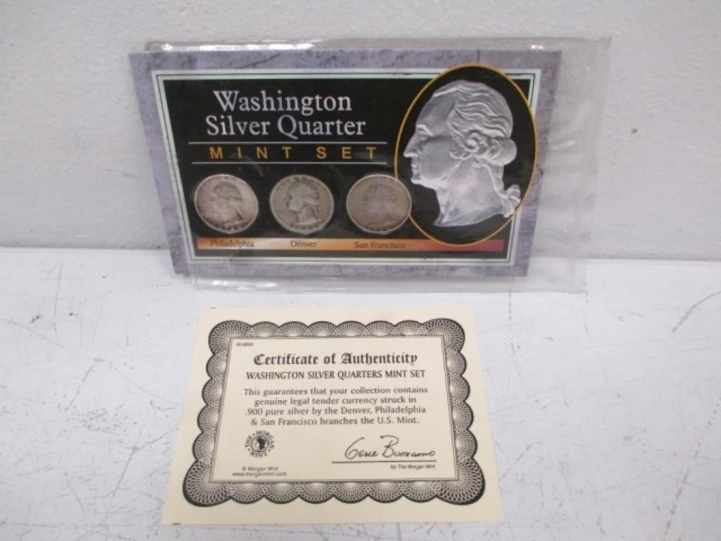 Washington Silver Quarter Mint Set w/ COA - Pre