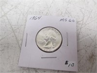 1964 MS60 Washington Silver Quarter