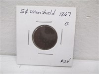 1867 Union Shield Nickel
