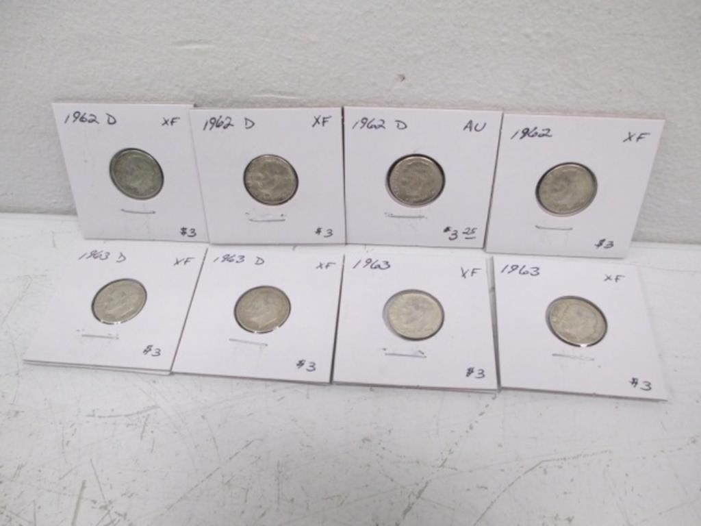 Lot of 8 Silver Pre 1964 Roosevelt Dimes -