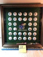 Kansas Jayhawks golf ball display, 18" x 18"
