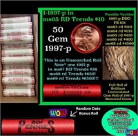 THIS AUCTION ONLY! BU Shotgun Lincoln 1c roll, 199