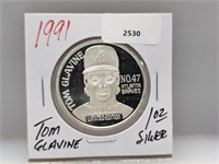 1oz .999 Silver Tom Glavine Round