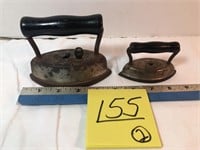 2 Dover sad irons w/wood black handles