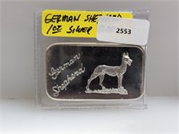 1oz .999 Silver German Shepherd Art Bar