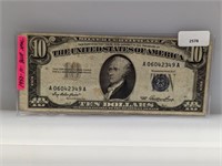 1953 Blue Seal $10 Silver Certificate