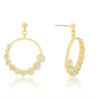 18k Goldpl 2.00ct White Topaz Circle Drop Earrings