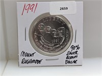 1991 90% Silver Mt Rushmore $1 Dollar