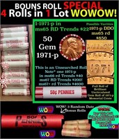 THIS AUCTION ONLY! BU Shotgun Lincoln 1c roll, 197