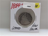 Rare 1854-O 90% Silv Bust Half $1 Dollar