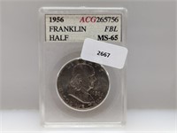 ACG 1956 MS65 90% Silv Franklin Half $1