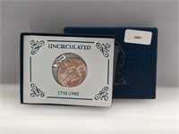 1982 90% Silver UNC Washington Comm Half $1